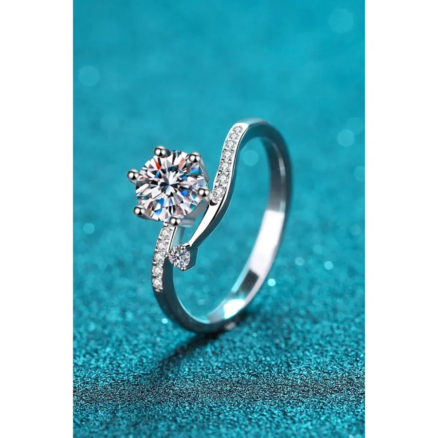 1 Carat Moissanite 925 Sterling Silver Bypass Ring