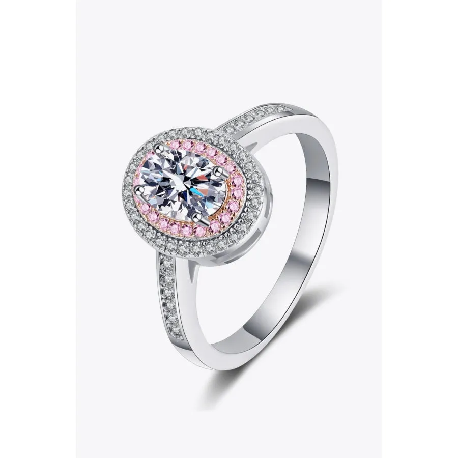 1 Carat Moissanite 925 Sterling Silver Halo Ring