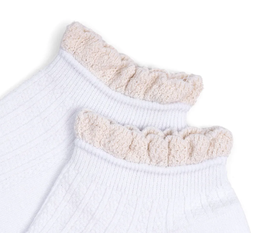 100% Cotton Women Ruffle Shallow Mouth Socks One Pair