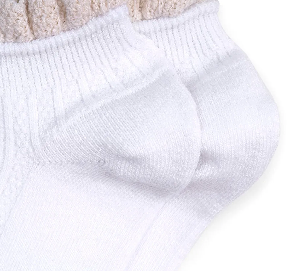 100% Cotton Women Ruffle Shallow Mouth Socks One Pair