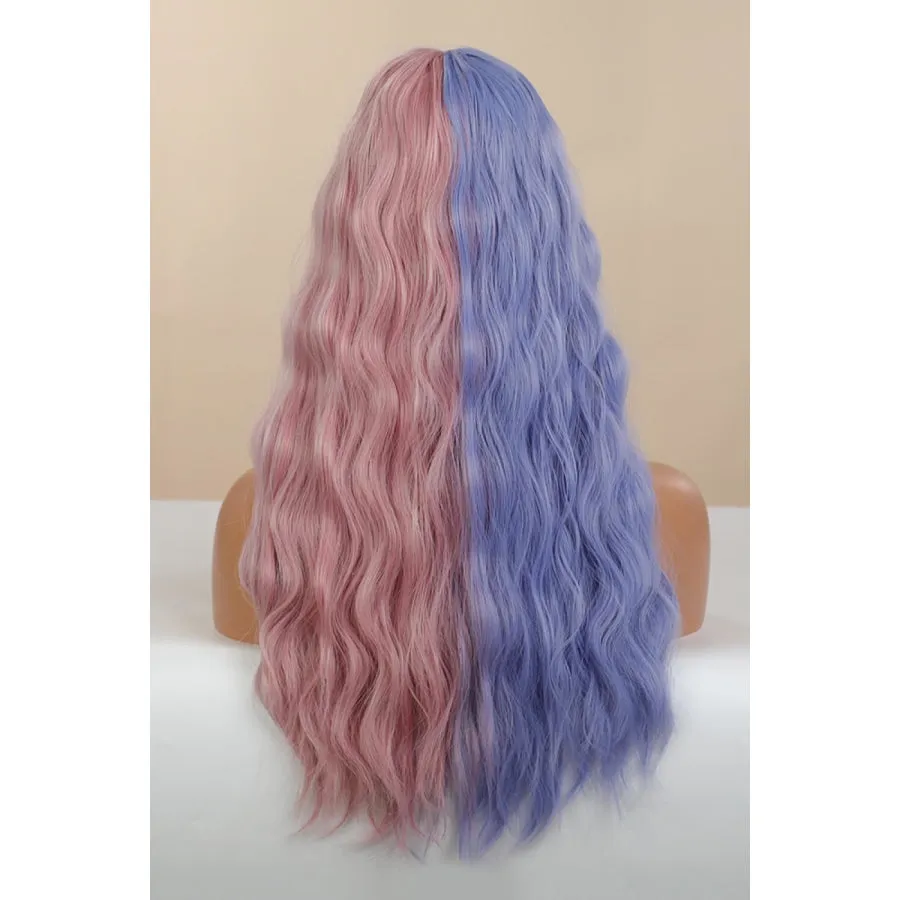 13*1" Full-Machine Wigs Synthetic Long Wave 26" in Blue/Pink Split Dye