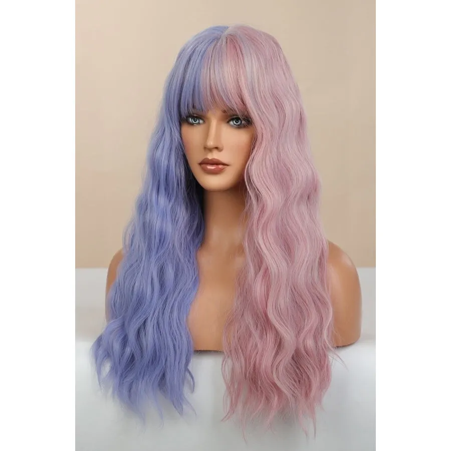 13*1" Full-Machine Wigs Synthetic Long Wave 26" in Blue/Pink Split Dye