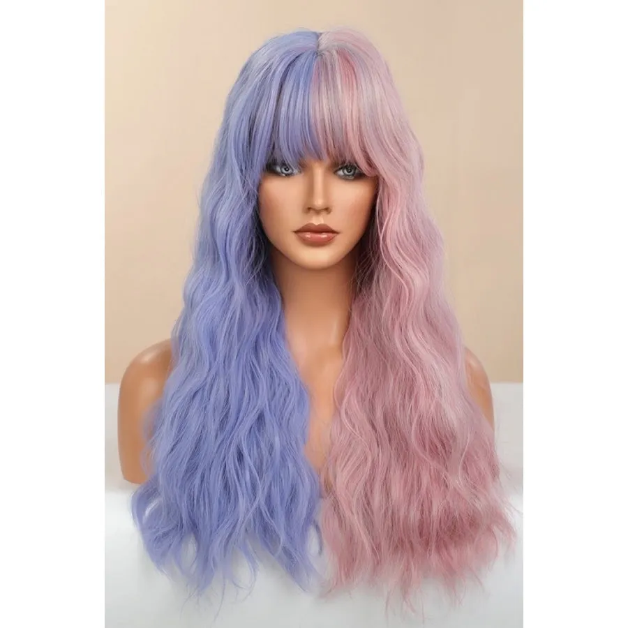 13*1" Full-Machine Wigs Synthetic Long Wave 26" in Blue/Pink Split Dye