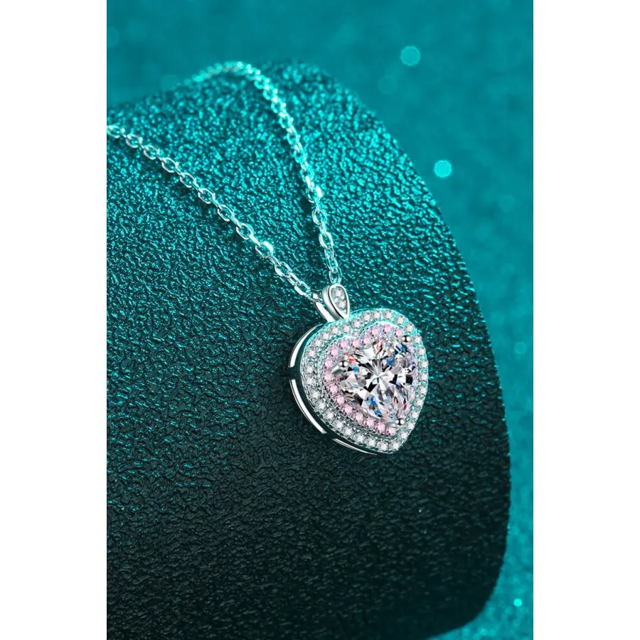 925 Sterling Silver 1 Carat Moissanite Heart Pendant Necklace