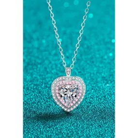 925 Sterling Silver 1 Carat Moissanite Heart Pendant Necklace