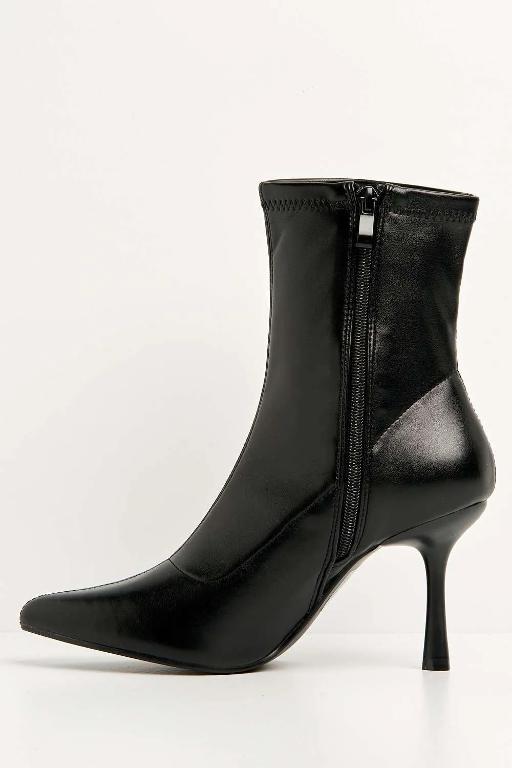 Aayat Pointed Toe Heeled Boots in Black