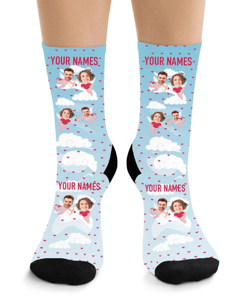 Angels in Blue Sky - Couple Face Socks