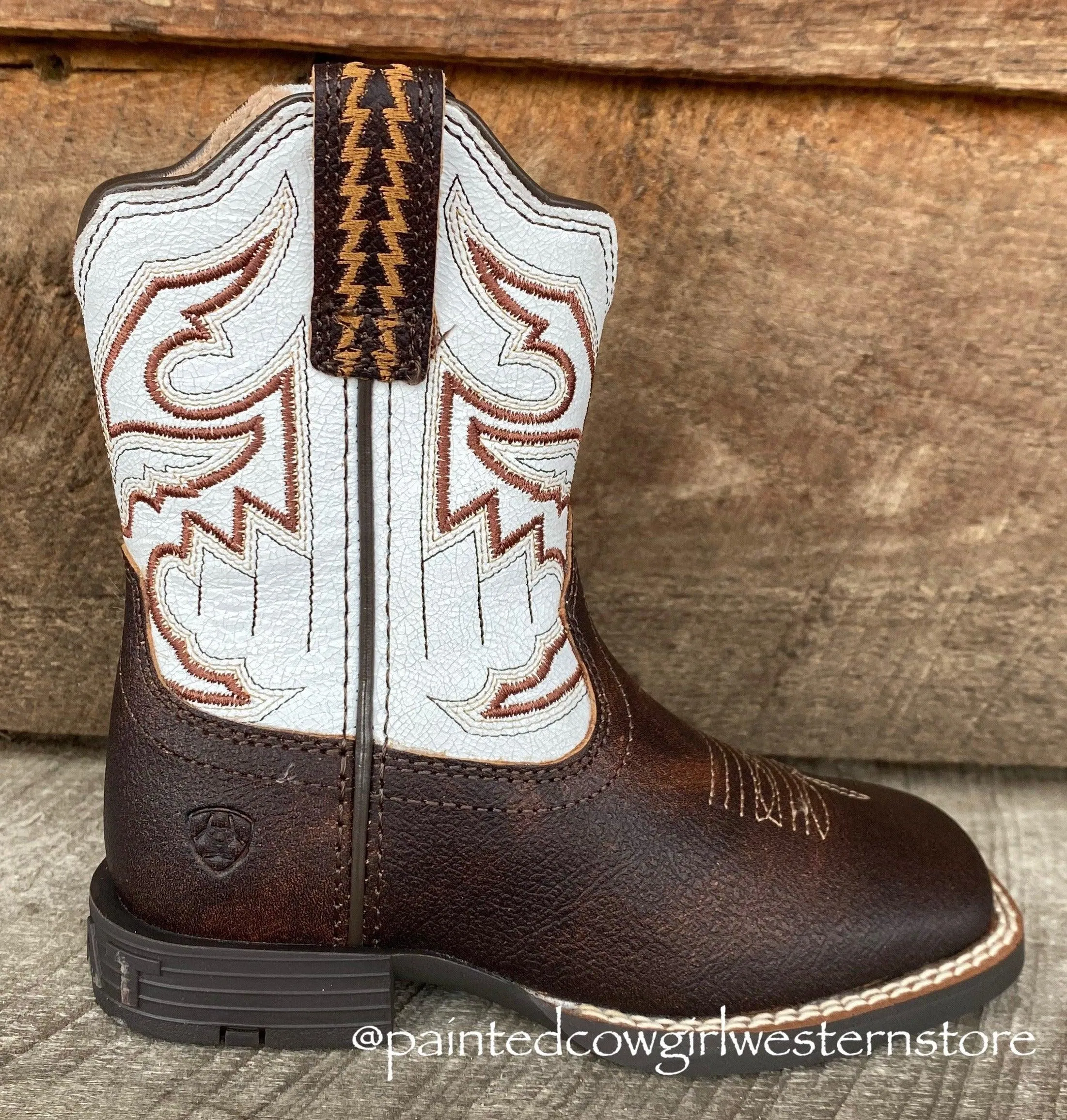 Ariat Children's/Youth Sorting Pen Brown Square Toe Western Cowboy Boots 10035990 10036036