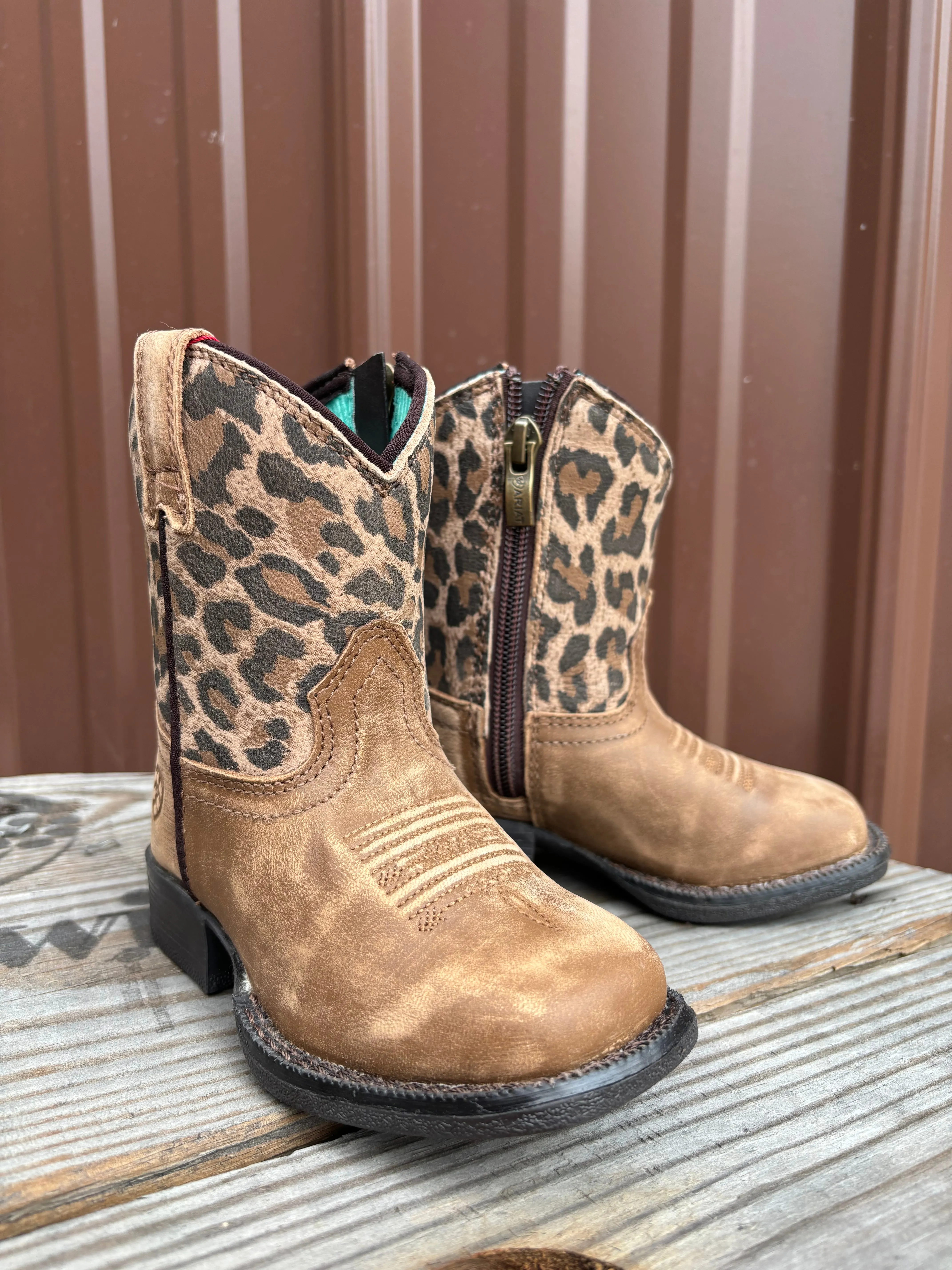 Ariat Lil' Stomper Toddler Savanna Brown Leopard Print Western Cowboy Boot A441003475