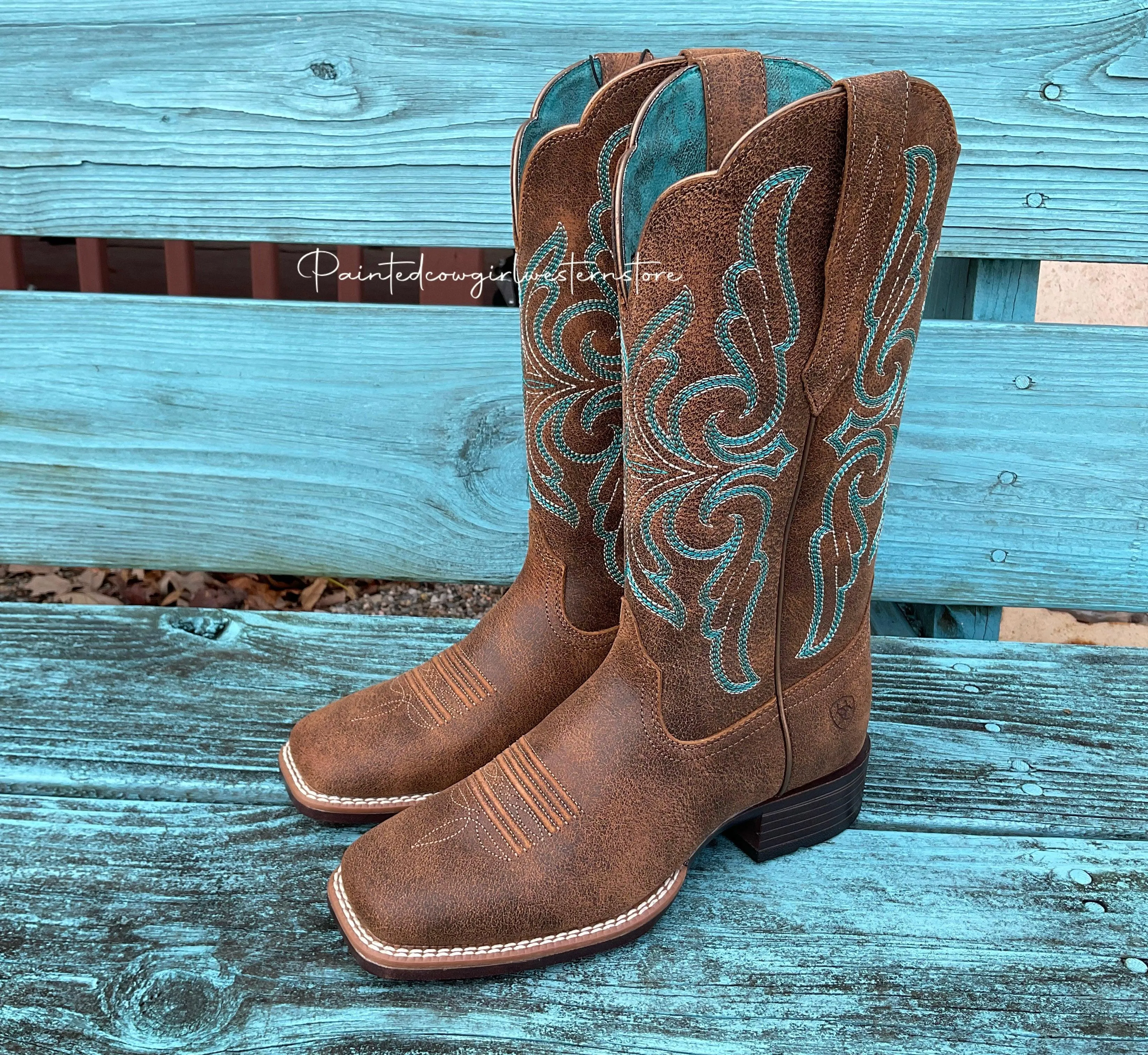 Ariat Women's Primera Stretch Fit Brown Square Toe Cowgirl Boots 10038304