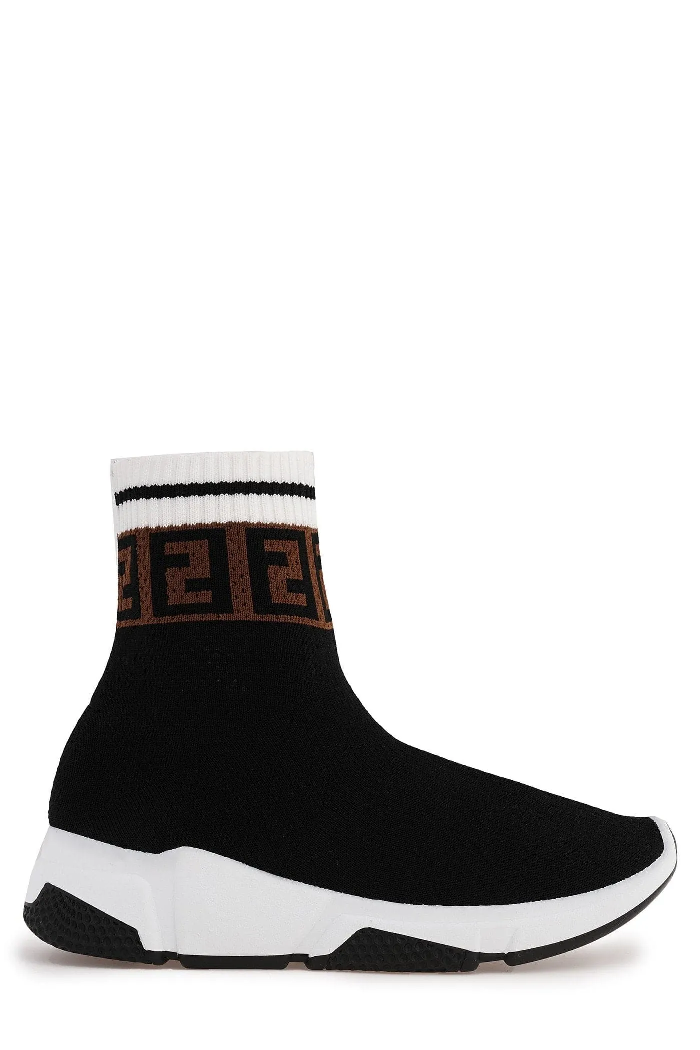 Asa Letter Band Sock Boot in Black