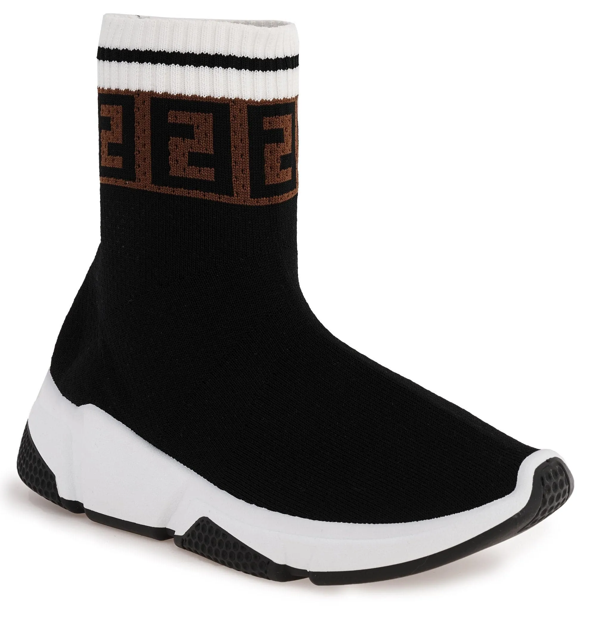 Asa Letter Band Sock Boot in Black