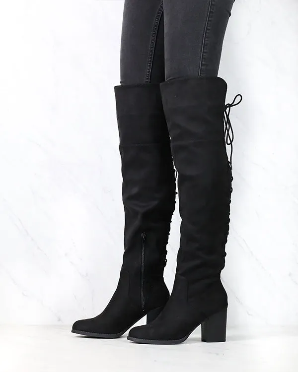 Aspire Lace-Up Over The Knee Boot - Black