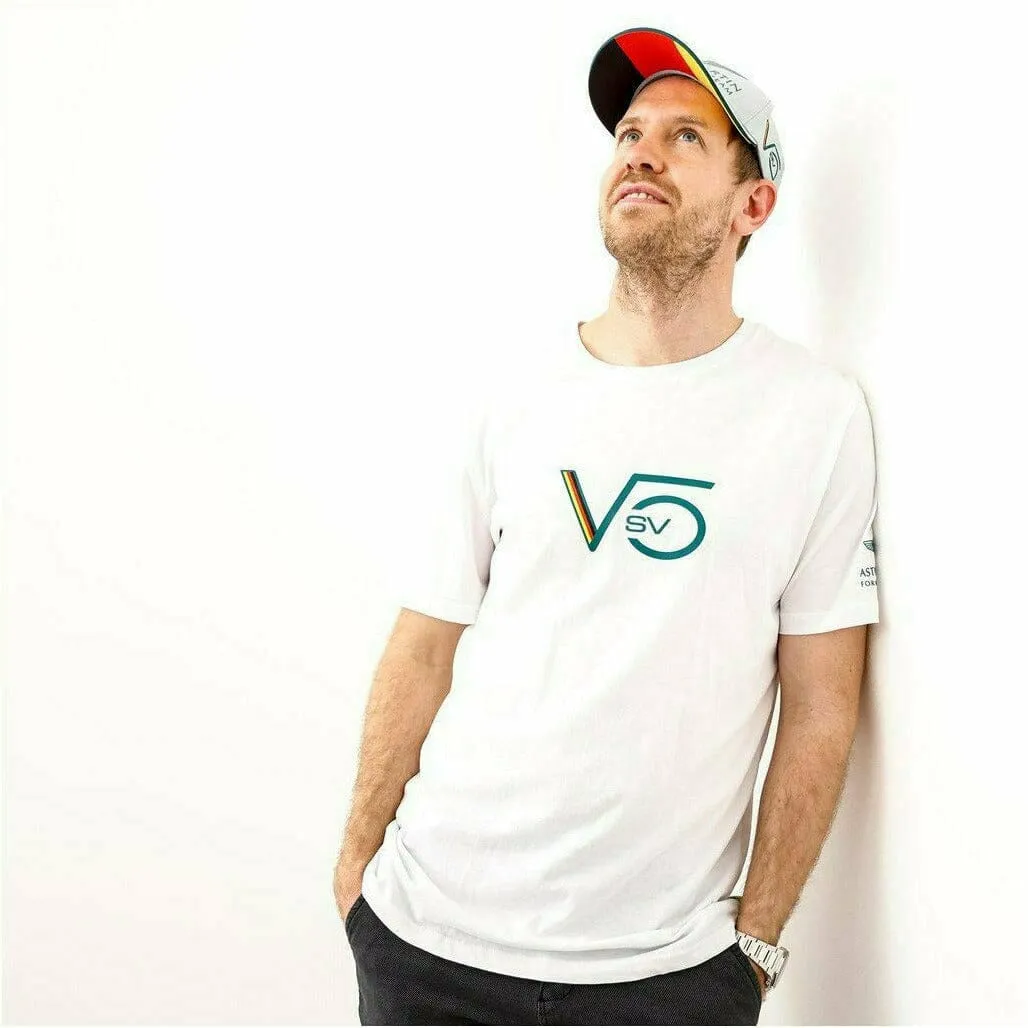 Aston Martin F1 Men's Sebastian Vettel  Driver T-Shirt- White