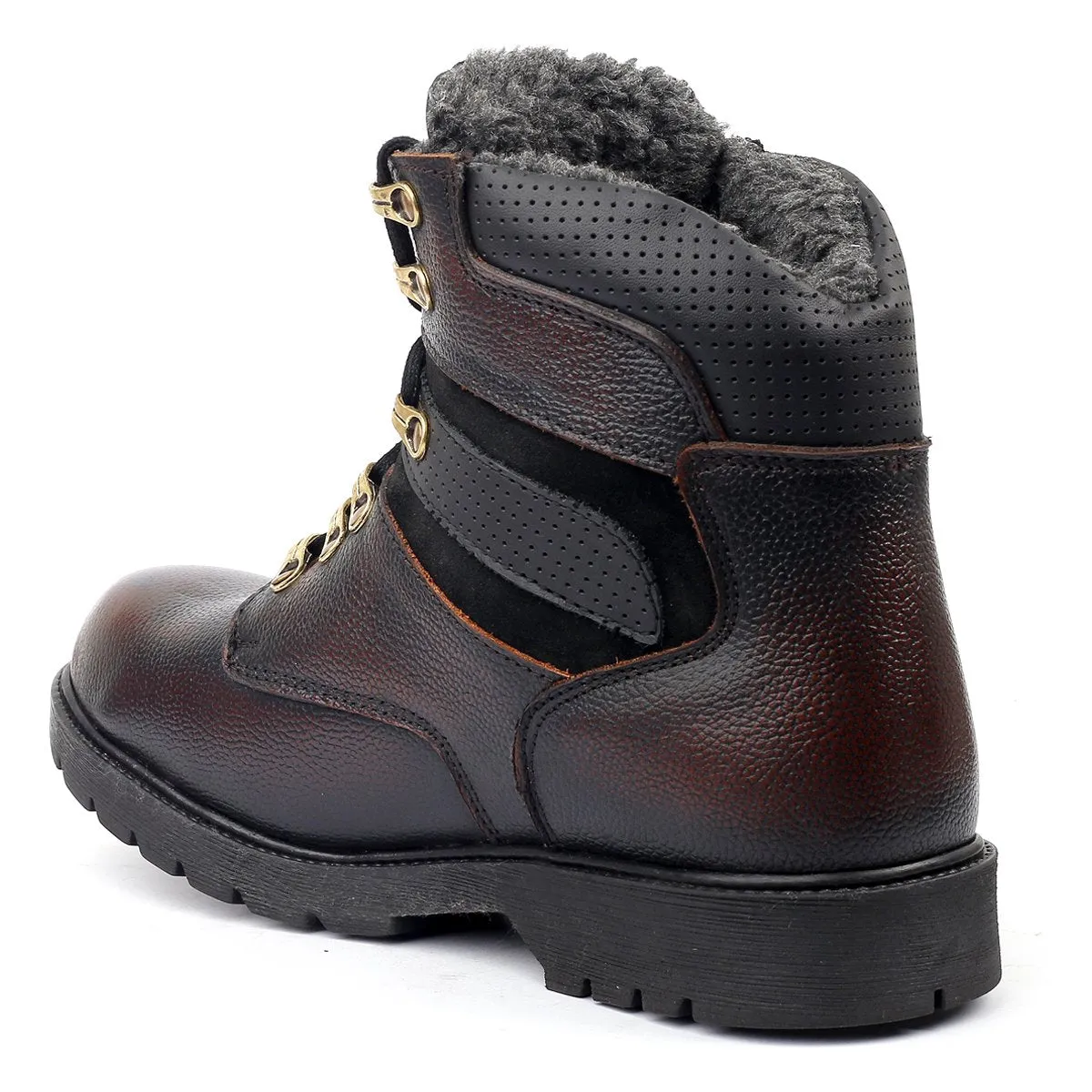 Bacca Bucci 6 Inches Steel Toe Cap Genuine Grain Leather Boots | Snow Boots with Fur