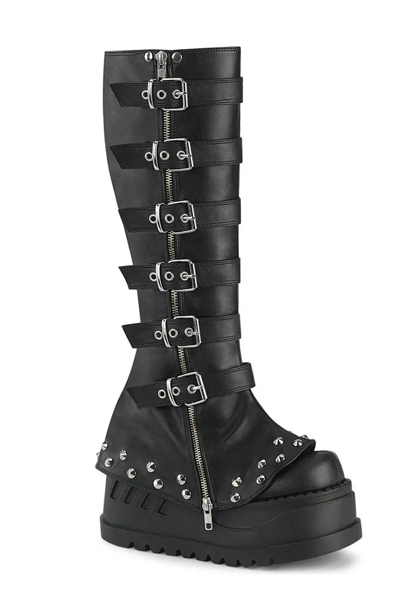 Black Mausoleum Knee-High Boots [STOMP-223]