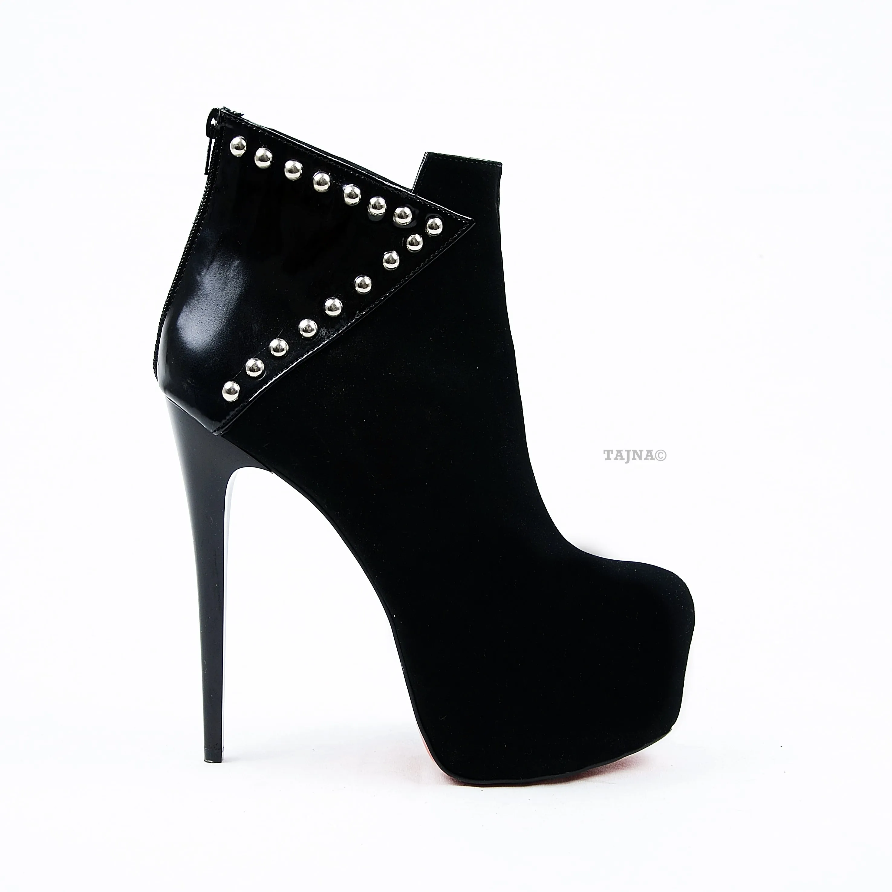 Black Pinned Platform Ankle Boots