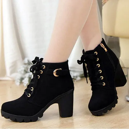 Brand Heels Women Boots Soft Leather Platform Comfprtable