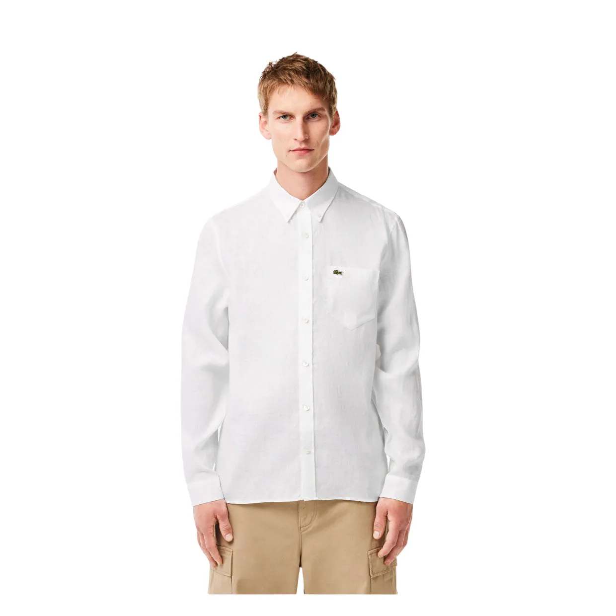 Camicia Uomo Lacoste Lino Bianco