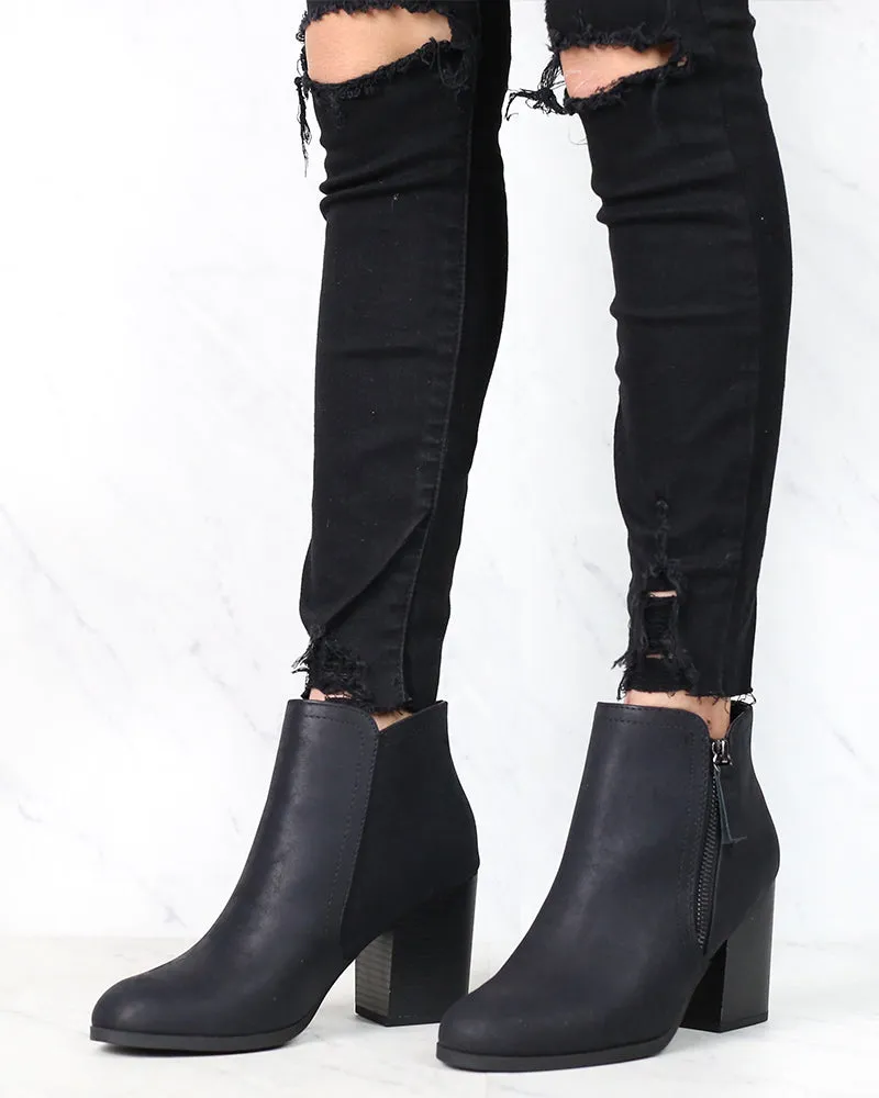 Casual Block Heel Ankle Bootie - more colors