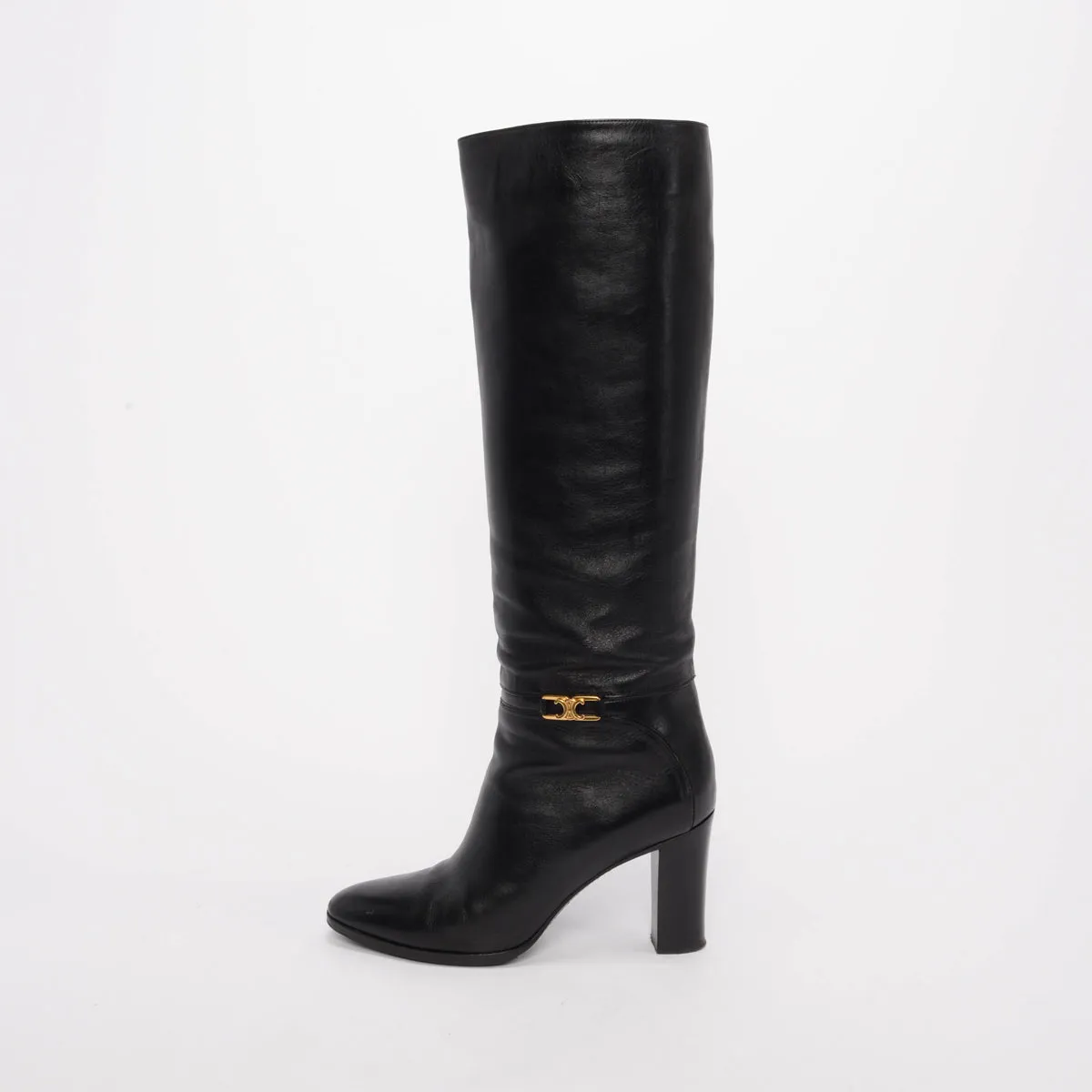 Stylish Black Calfskin Knee-High Boots by Celine in Size 39