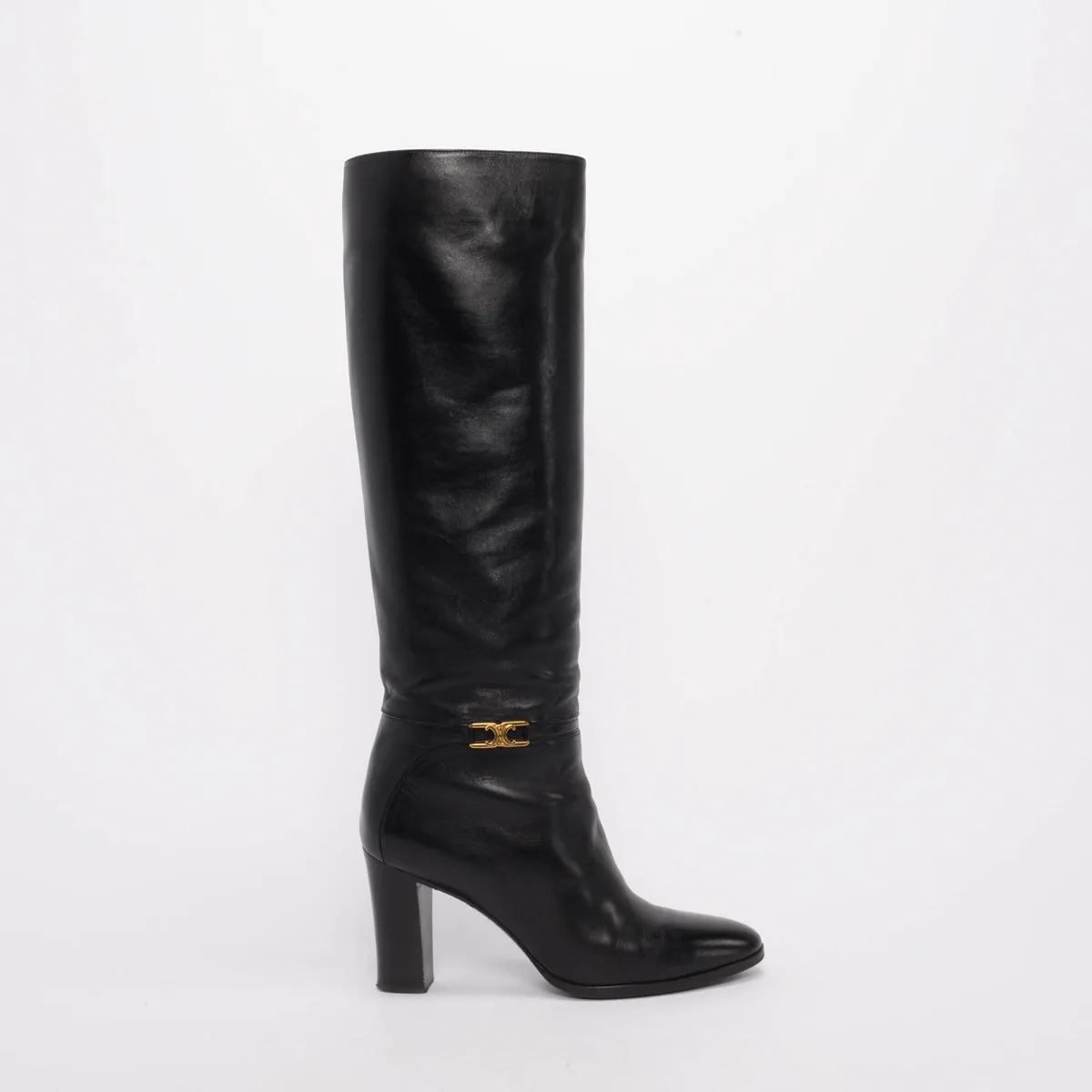 Stylish Black Calfskin Knee-High Boots by Celine in Size 39