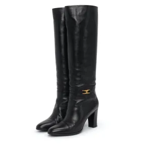 Stylish Black Calfskin Knee-High Boots by Celine in Size 39