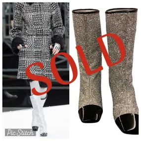 Chanel 17A, 2017 Silver Metallic Glitter Boots EU 41 US 9.5