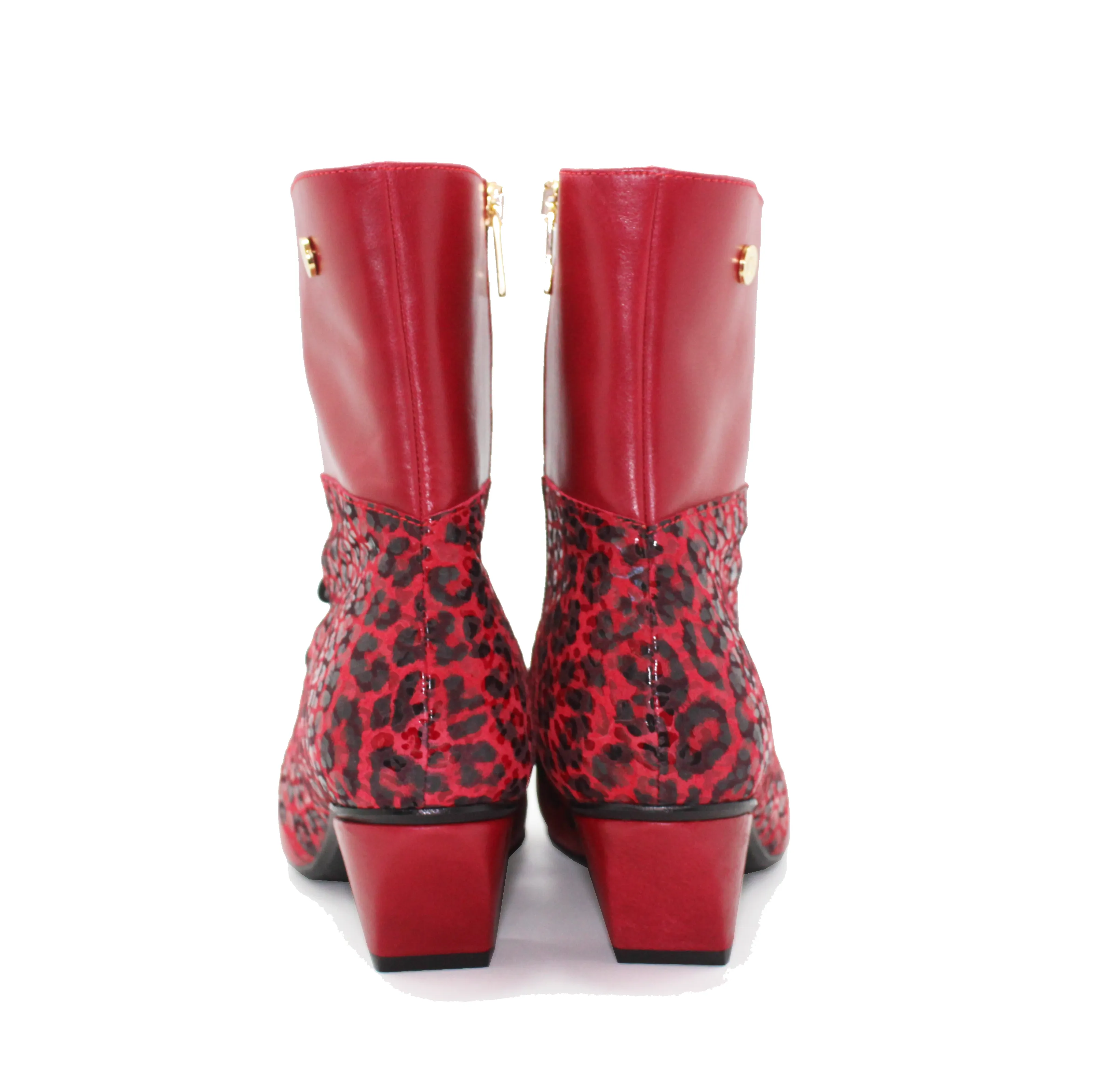 Chateau Noir - Red- leopard Button boot