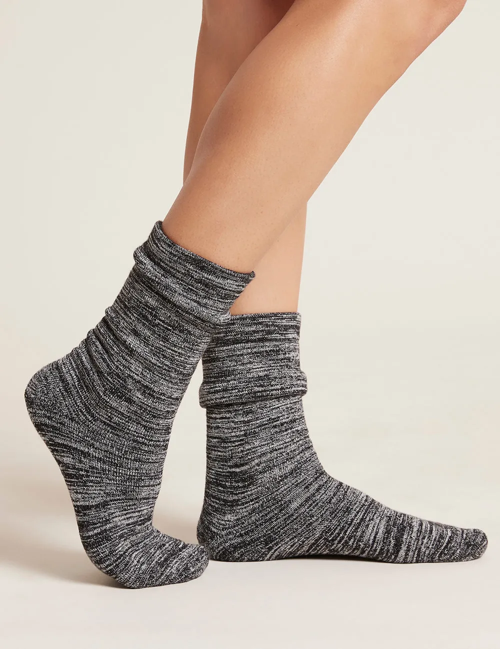 Chunky Bed Socks - Black Marl