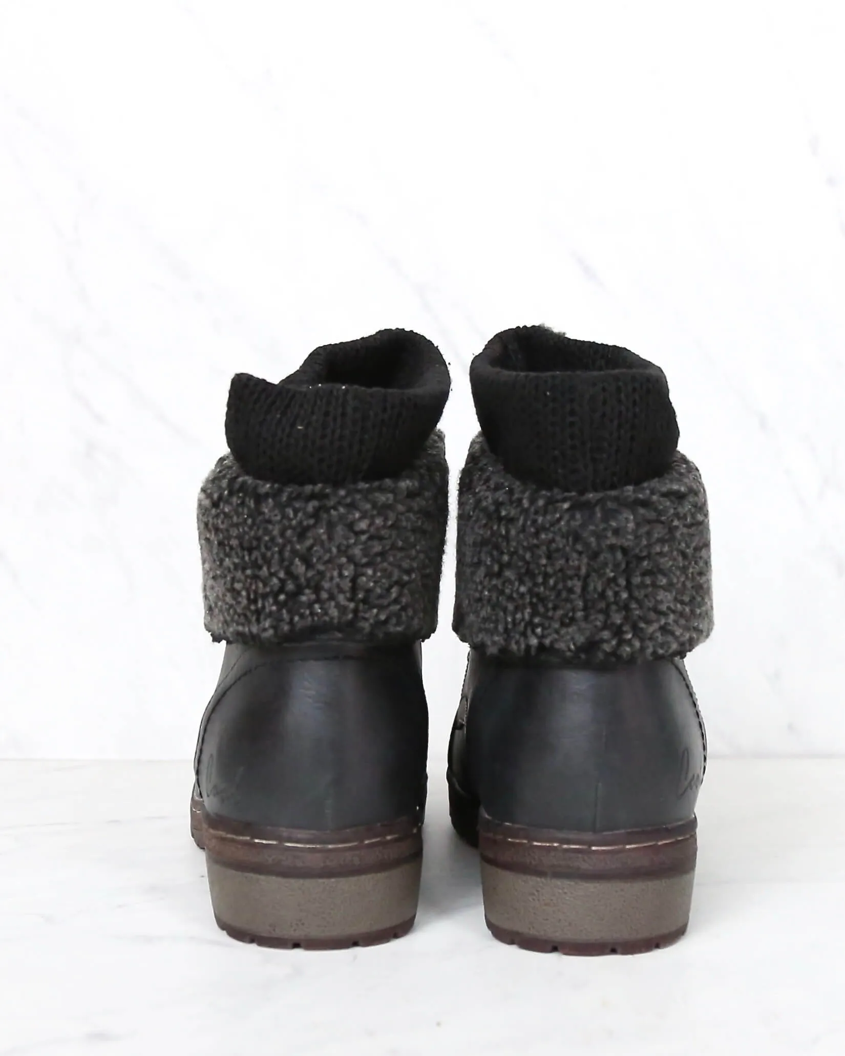 Coolway - Bring/Betta Leather Knit Sweater Cuff Ankle Boots in More Colors