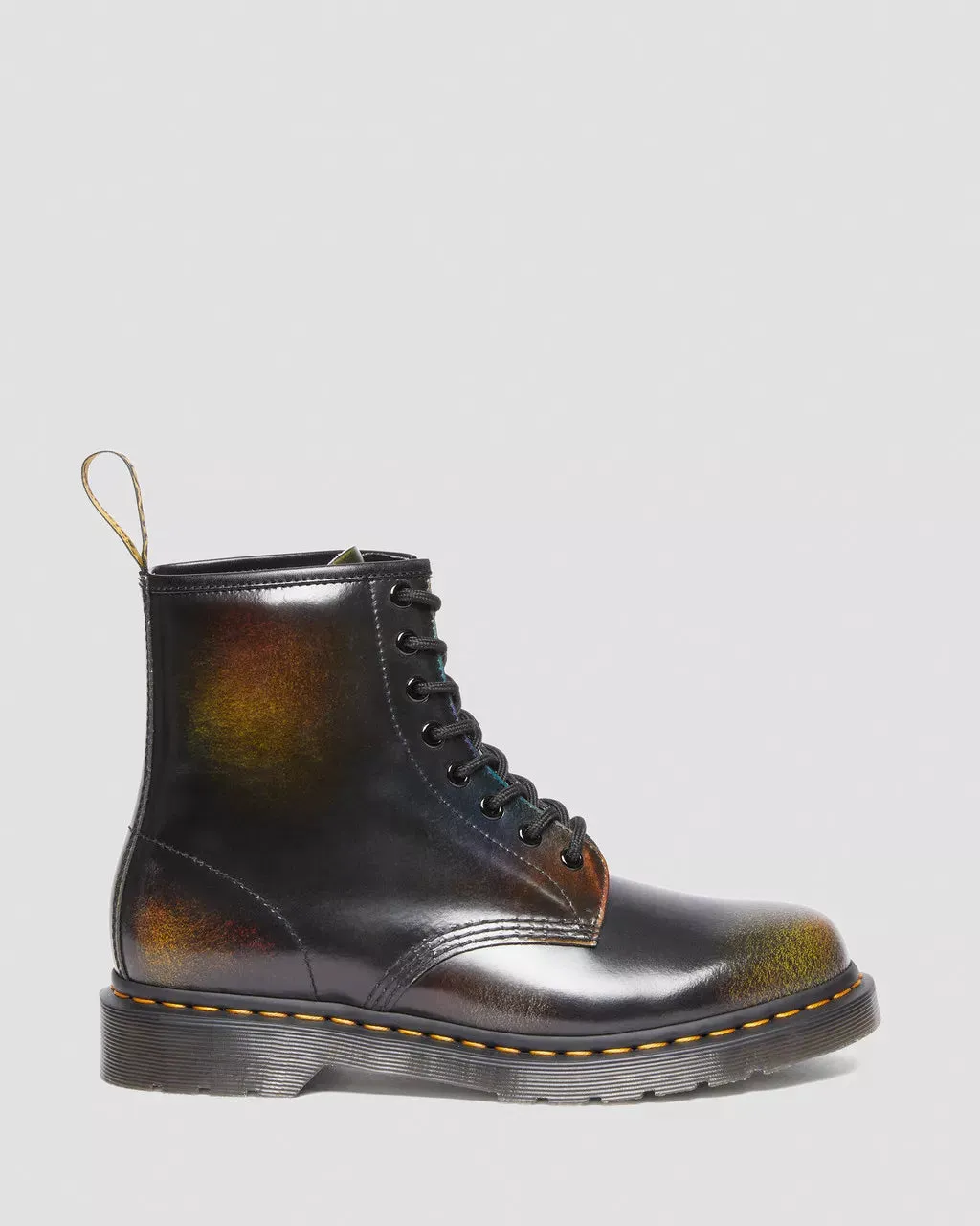 Doc Martens UNISEX 1460 FOR PRIDE RUB OFF LEATHER LACE UP BOOTS (BROWN MULTI RAINBOW RUB OFF)