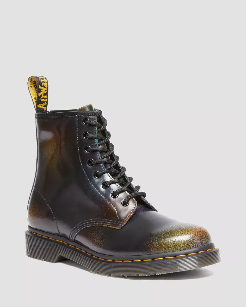 Doc Martens UNISEX 1460 FOR PRIDE RUB OFF LEATHER LACE UP BOOTS (BROWN MULTI RAINBOW RUB OFF)