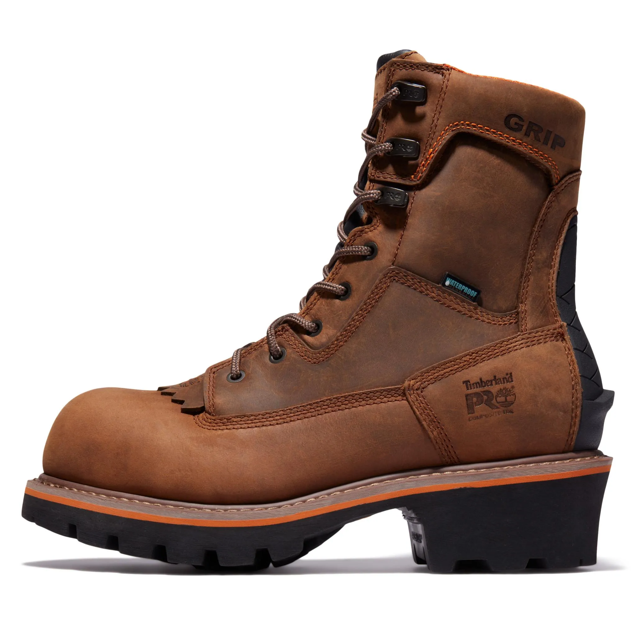 Evergreen 8 Inch Composite-Toe Waterproof Logger Work Boot Brown