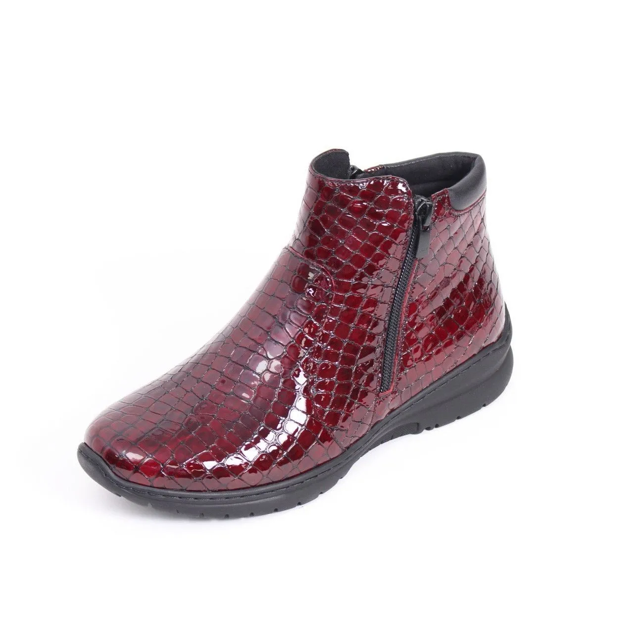 Footsoft Premium Burgundy Patent Leather Boot, Size 350