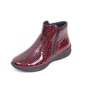 Footsoft Premium Burgundy Patent Leather Boot, Size 350