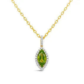 Irisa by Martin Binder Marquise Peridot & Diamond Halo Necklace