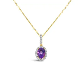 Irisa by Martin Binder Oval Amethyst & Diamond Halo Necklace