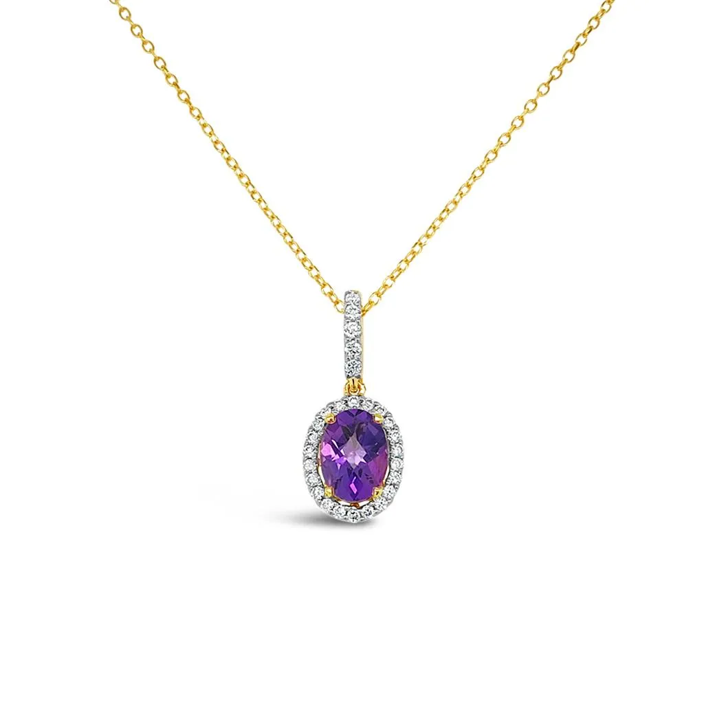 Irisa by Martin Binder Oval Amethyst & Diamond Halo Necklace