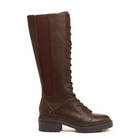 Stylish Issa Brown Lace-Up Tall Boots for Women - Comfortable All-Day Wear with Trendy Design