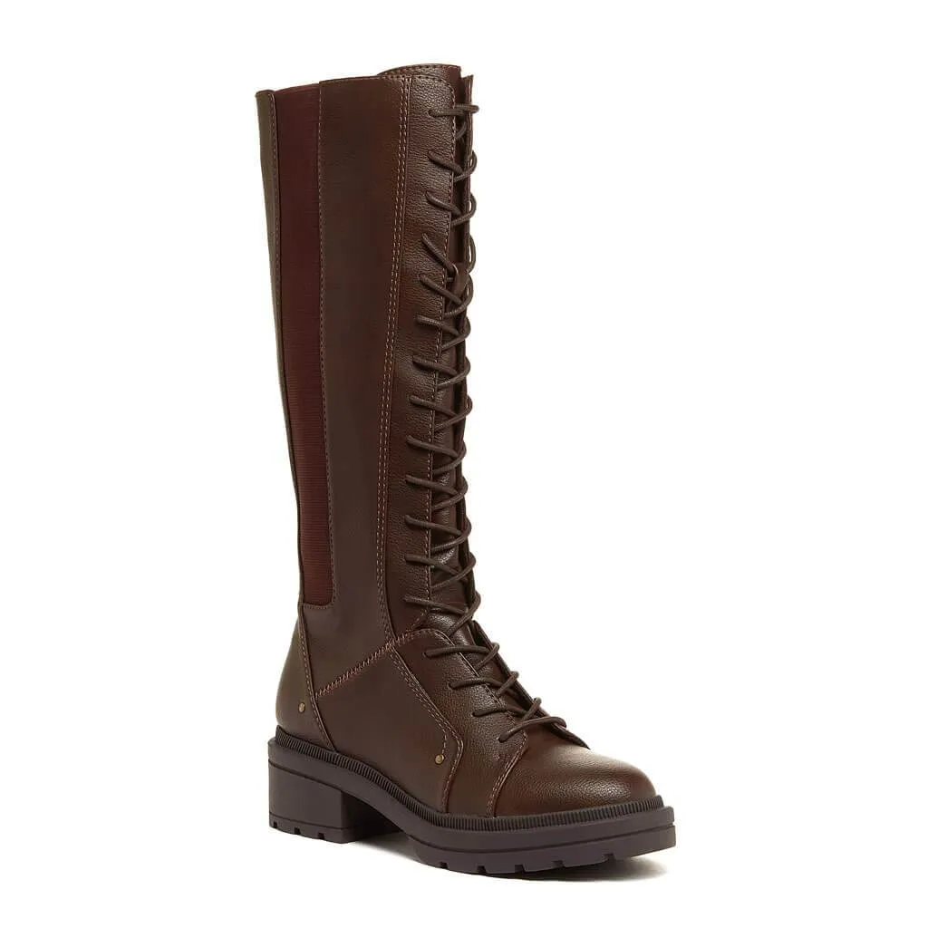 Stylish Issa Brown Lace-Up Tall Boots for Women - Comfortable All-Day Wear with Trendy Design