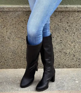 Knee High Leather Boots Black