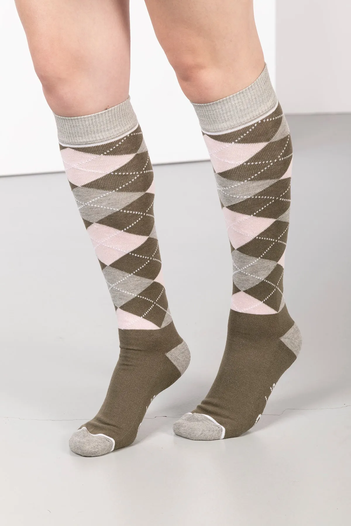 Ladies Knee High Socks -  Argyle II