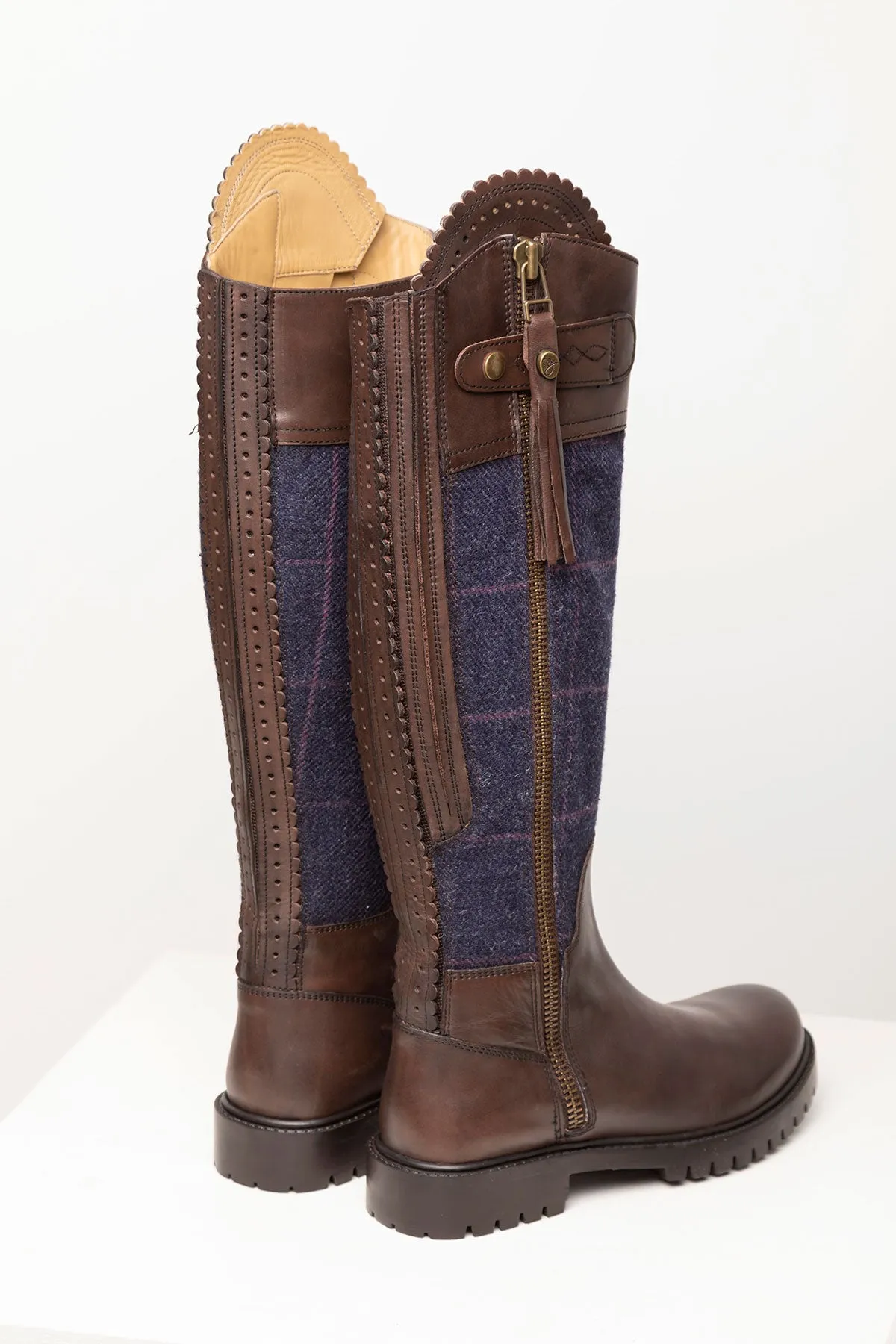 Ladies Leather & Tweed Country Boots - Haworth