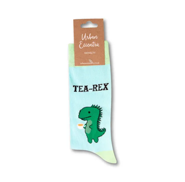 Ladies/Gents Cotton Rich Socks Uni-Sex Urban Eccentric Novelty Tea-Rex