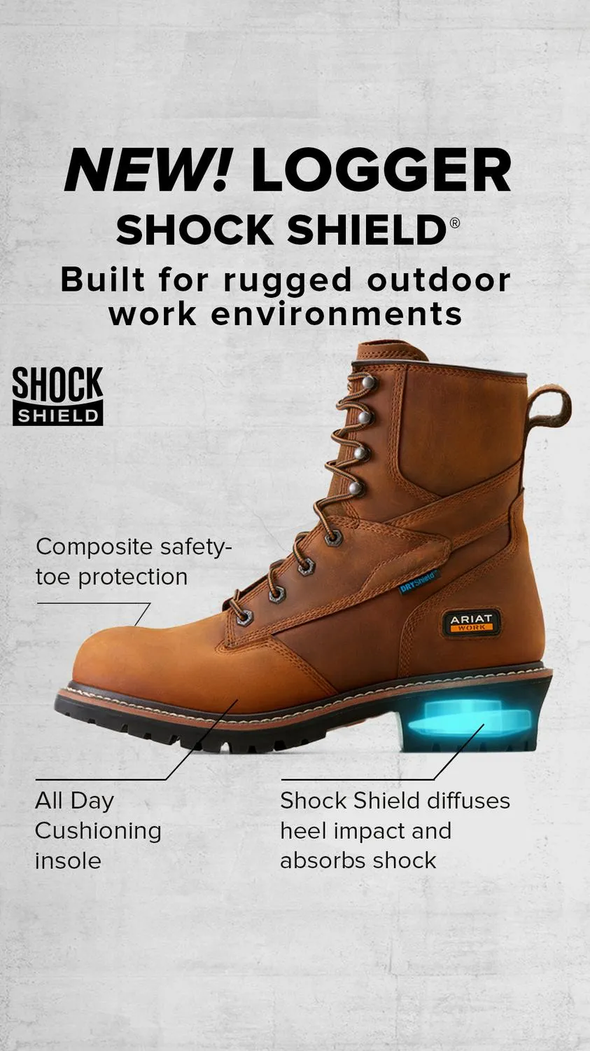 Logger Shock Shield Waterproof Composite Toe Work Boot Copper Brown