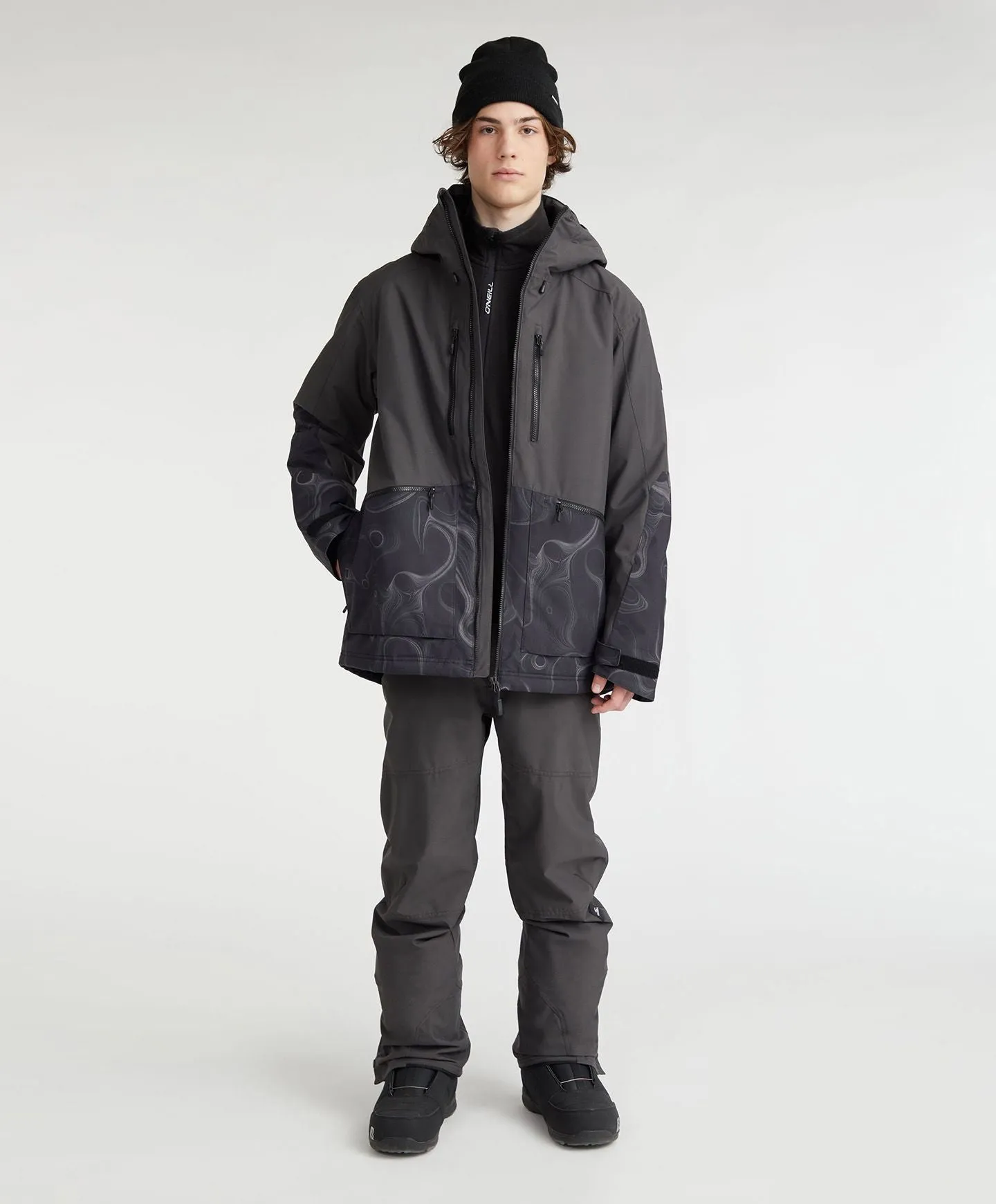 Men's Texture Snow Jacket - Black Out Colour Block