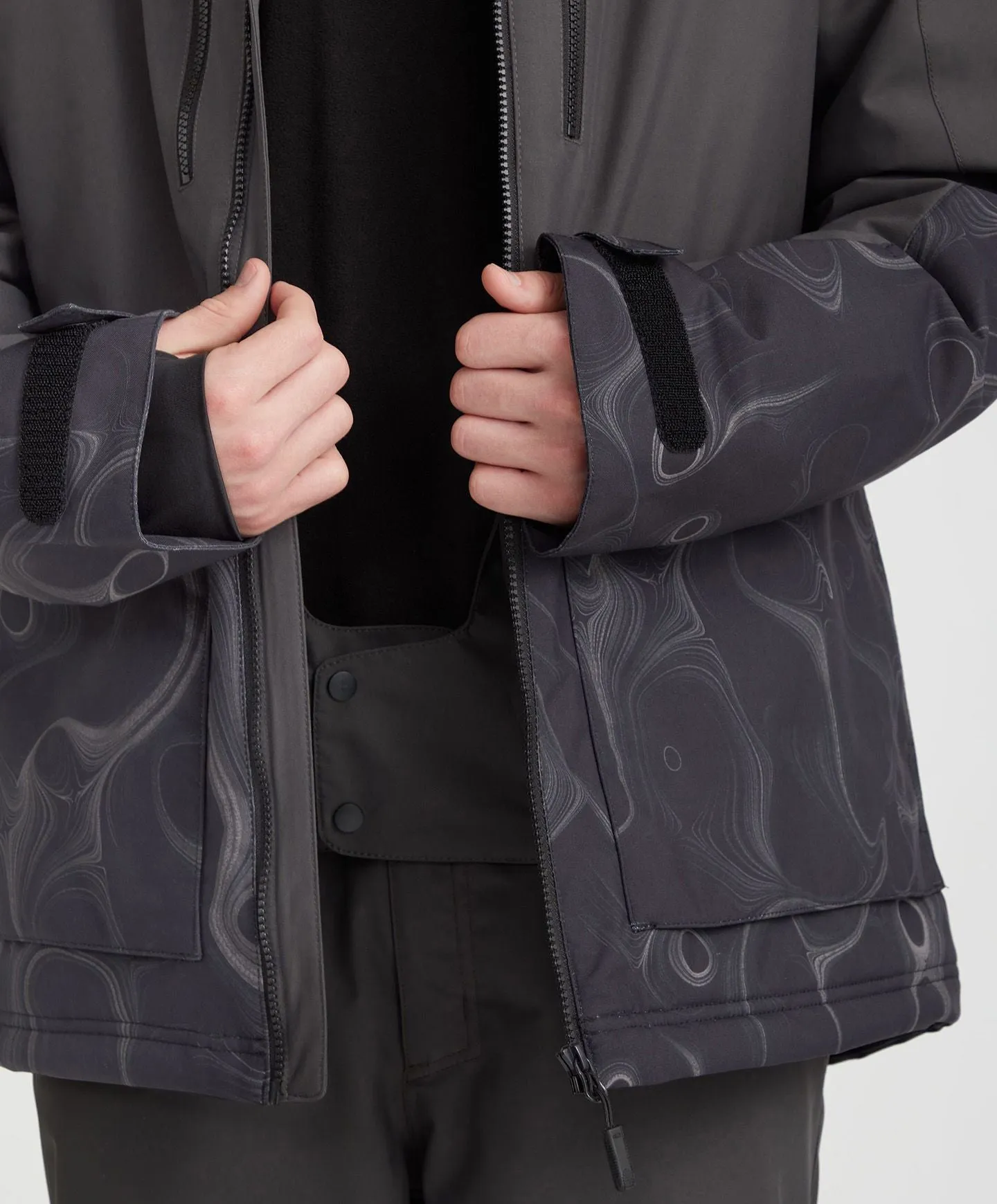 Men's Texture Snow Jacket - Black Out Colour Block