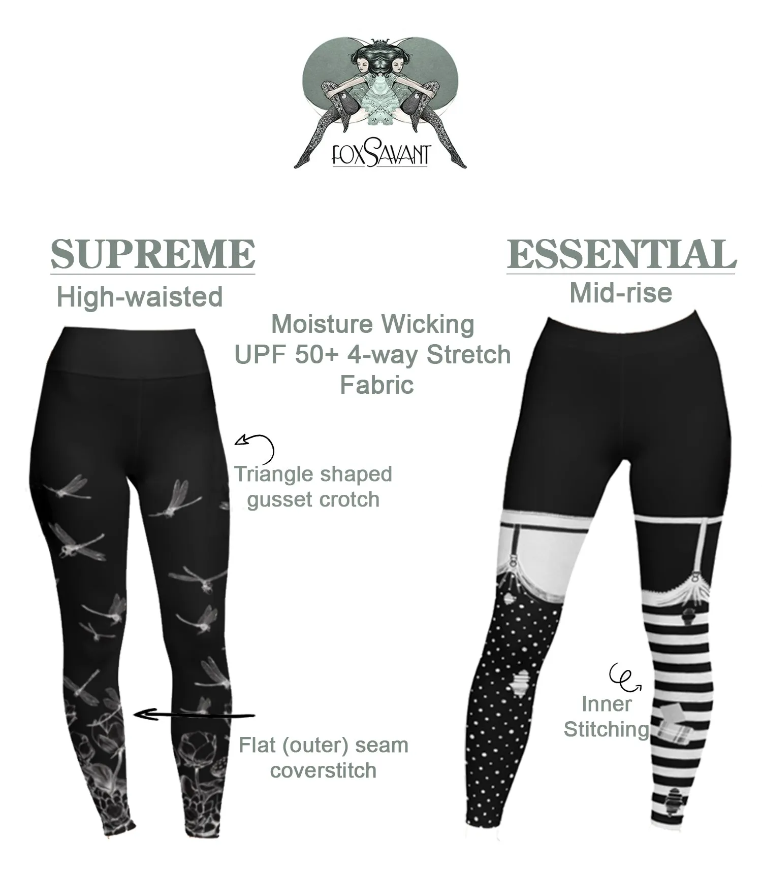 Midnight Dragonfly & Lotus Leggings by fox savant