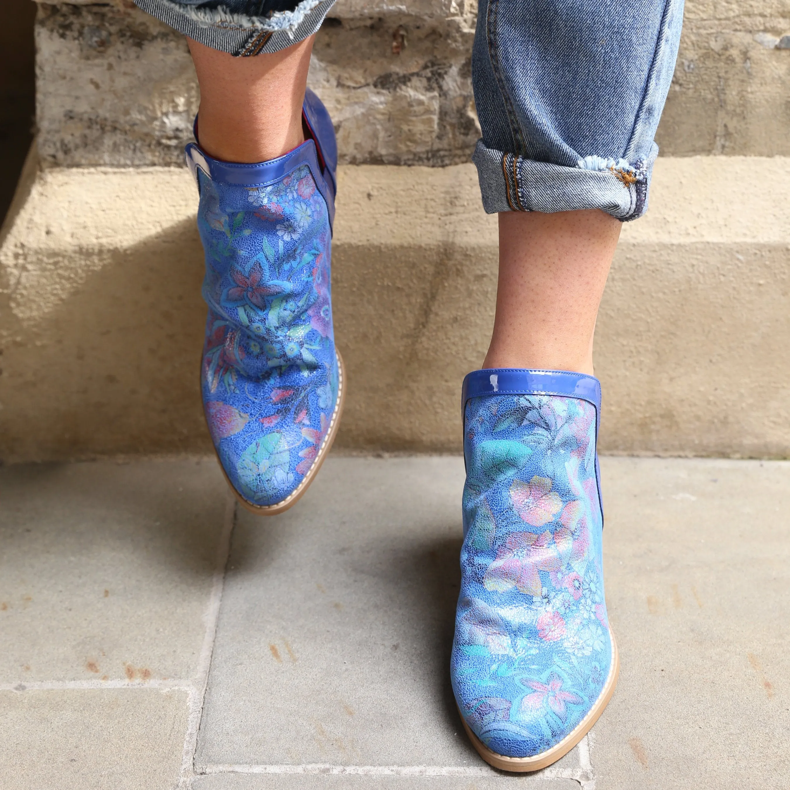 Plume - Blue Flower ankle boot- LAST PAIRS 39 AND 41!